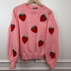 Pink Strawberry Knit Sweater